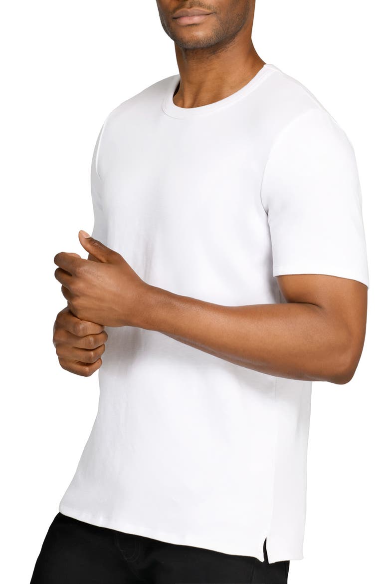 Asher Black Slub Stretch Cotton & Modal T-Shirt, Alternate, color, WHITE