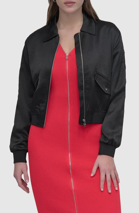 Grommet Satin Bomber