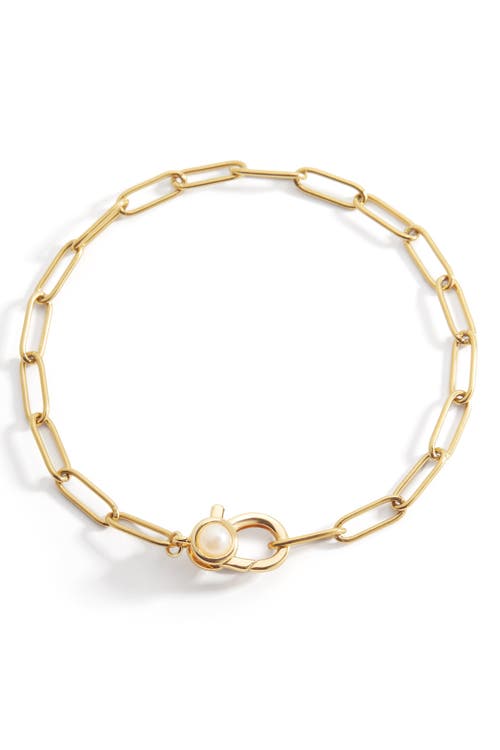 Mint & Lily Paperclip Bracelet With Pearl Accent In Gold