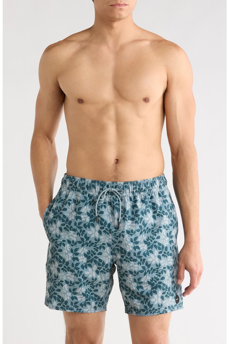 Tropical Print Board Shorts, Main, color, LEAD