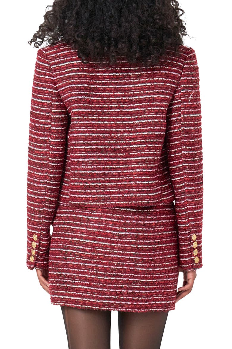 Stripe Tweed Jacket, Alternate, color, CRANBERRY