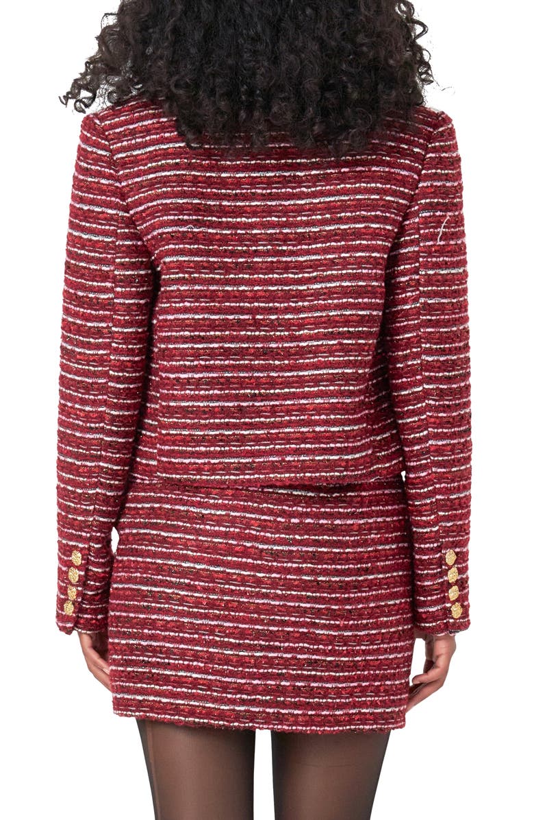 Endless Rose Stripe Tweed Jacket, Alternate, color, Cranberry