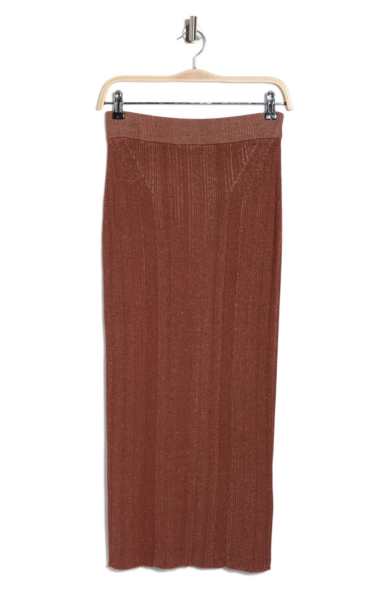 Freedah Rib Maxi Skirt, Alternate, color, BROWN
