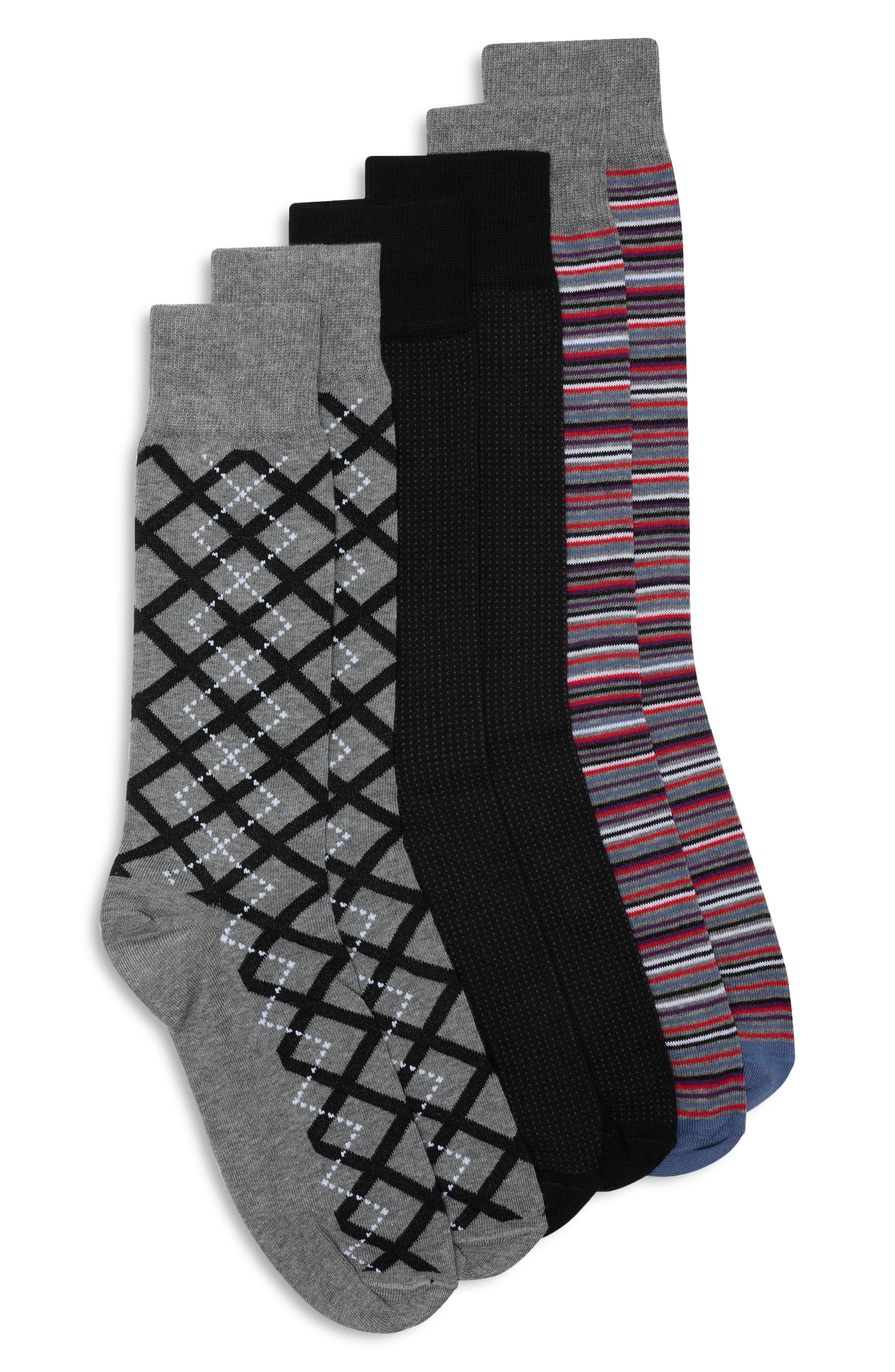 3-Pack Criss Cross Argyle Dress Socks