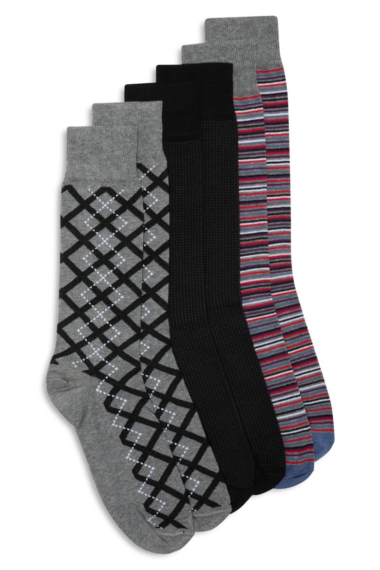 3-Pack Criss Cross Argyle Dress Socks, Main, color, MEDIUM GREY