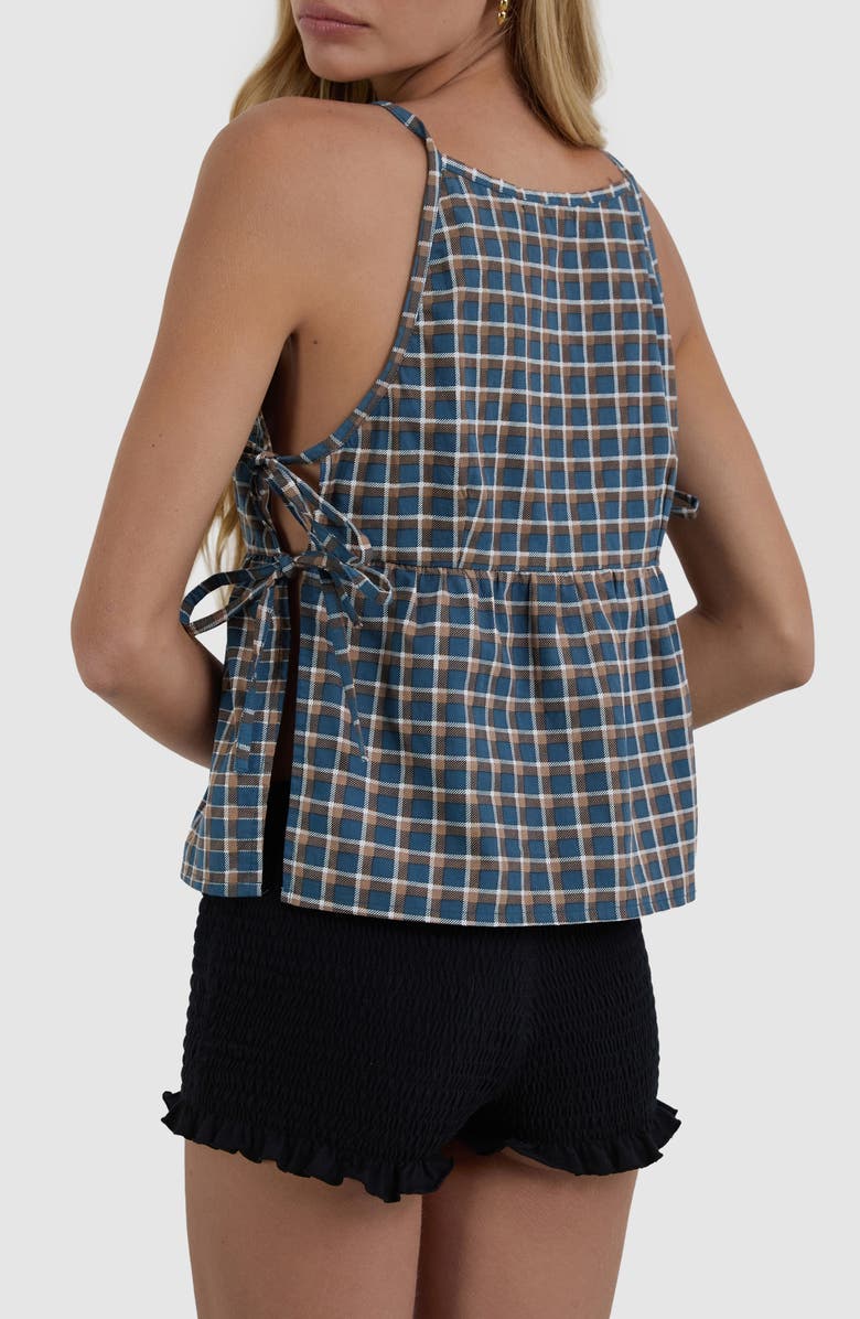 Motel Palsi Side Tie Tank, Alternate, color, Medium Tartan Blue