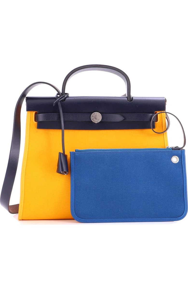 Pre-Owned Hermes Herbag Zip Leather and Toile 31, Alternate, color, Jaune D'or