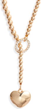 Open Edit Heart Pendant Lariat Necklace