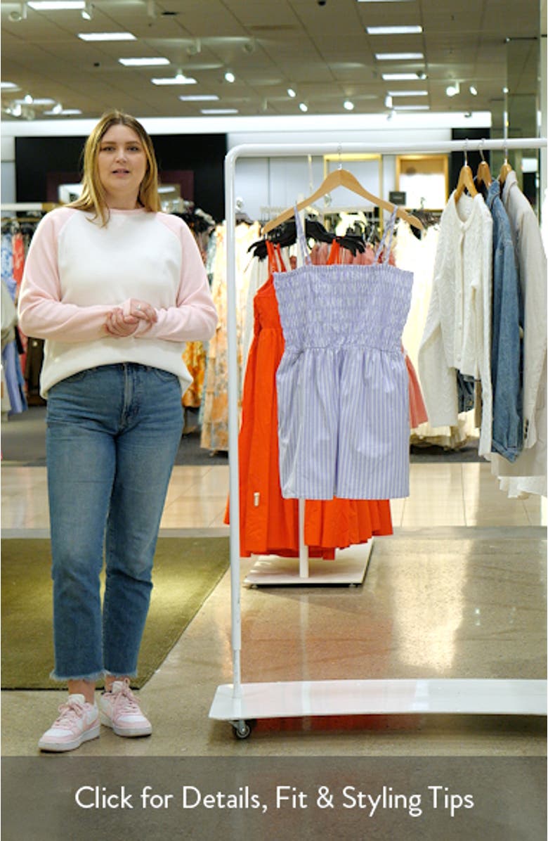 Stripe Smocked Bodice Cotton Blend Mini Sundress, sales video thumbnail