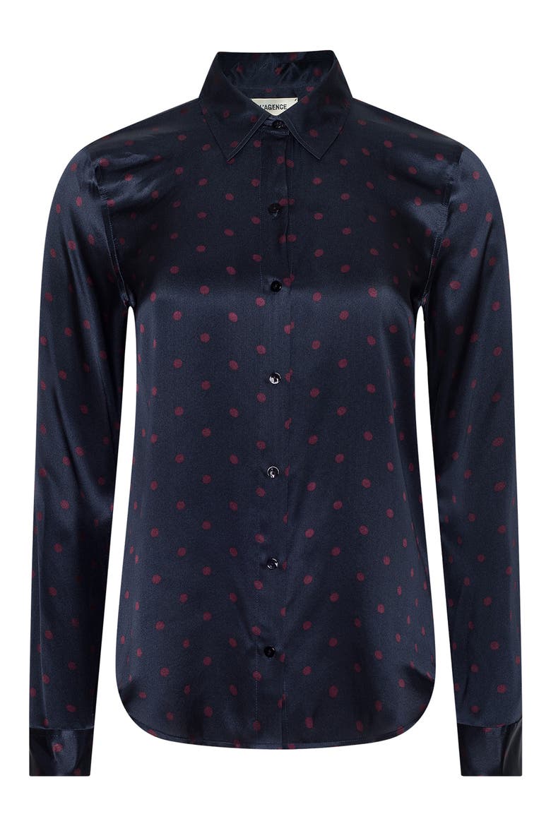 Tyler Dot Silk Shirt, Alternate, color, MIDNIGHT/ DEEP SANGRIA POLKA
