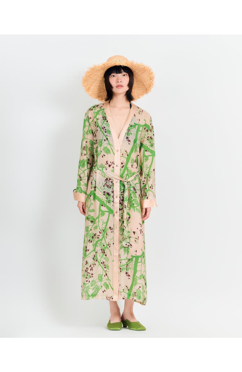 Lost Pattern NYC "Coco Dream" Belted Kaftan Dress, Main, color, Green