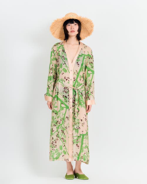 Lost Pattern Nyc "coco Dream" Belted Kaftan Dress In Neutral