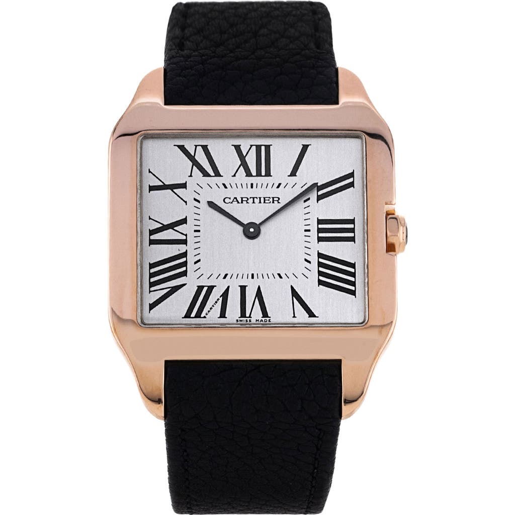 WATCHFINDER & CO. WATCHFINDER & CO. CARTIER PREOWNED 2014 SANTOS DUMONT LEATHER STRAP WATCH, 34.6MM