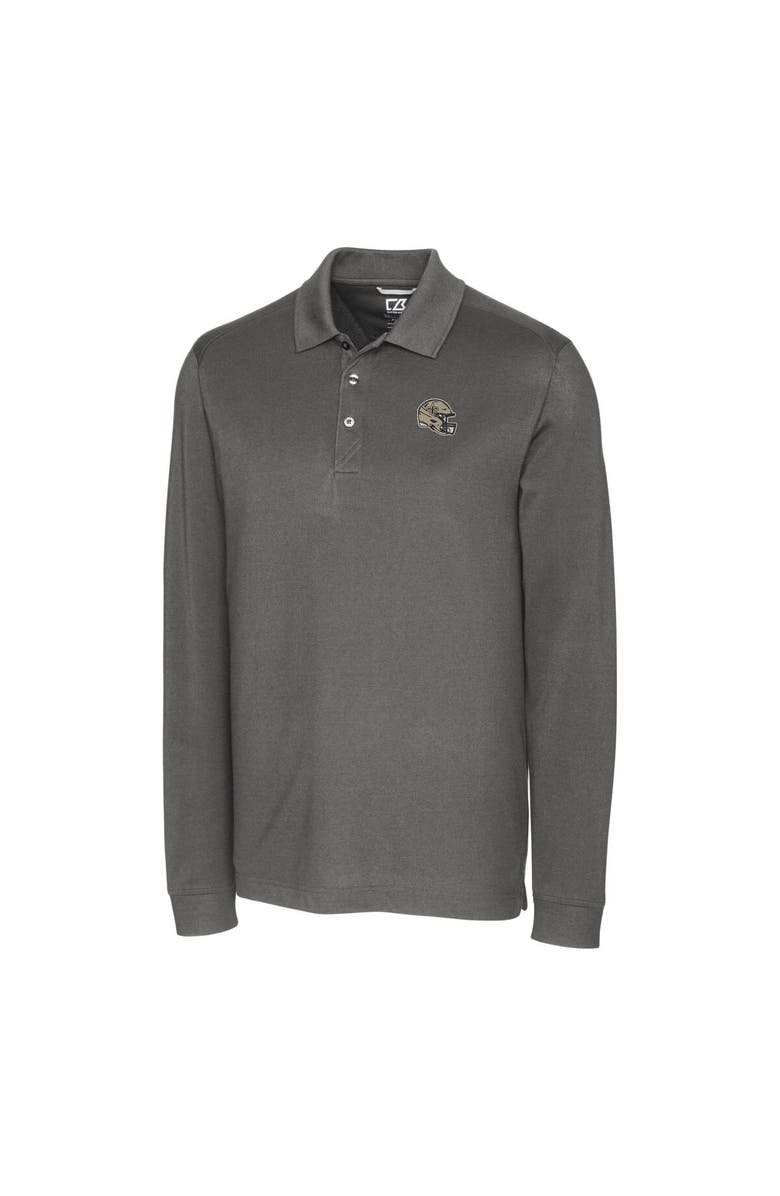 Cutter & Buck Men's Cutter & Buck  Gray New Orleans Saints Helmet Advantage Tri-Blend Pique Long Sleeve Polo, Alternate, color, 