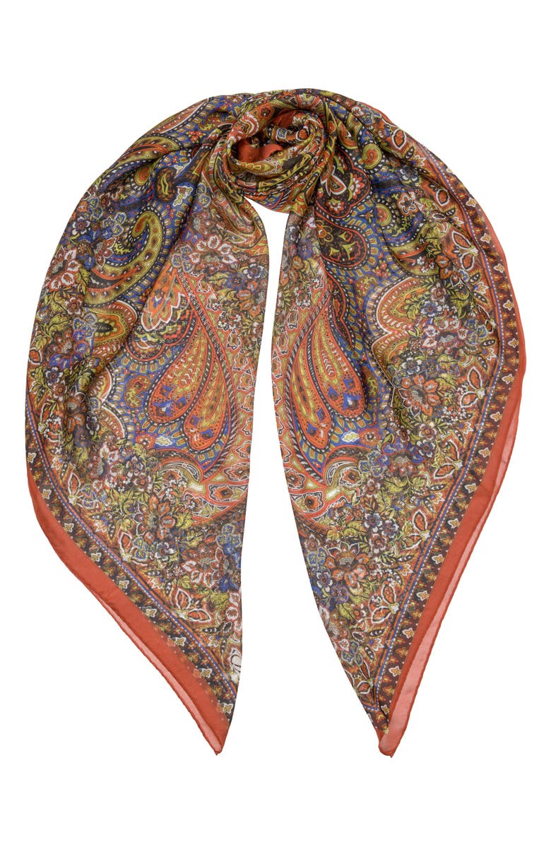 Elizabetta Helena - Large Silk Scarf for Women, Main, color, Rust