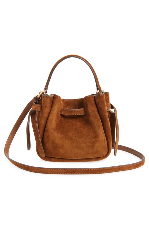 Tory Burch Mini Romy Suede Bucket Bag In Brown
