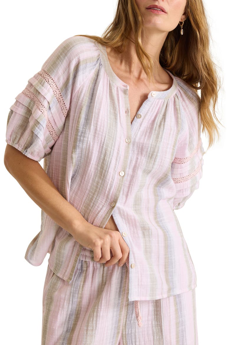 Cypress Grove Stripe Gauze Button-Up Top, Main, color, CYBER LIGHT