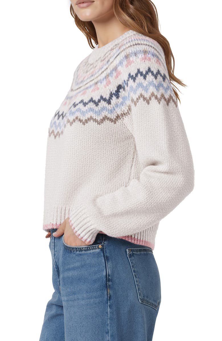 All in Favor Fair Isle Crop Sweater, Alternate, color, Ivory/Pink
