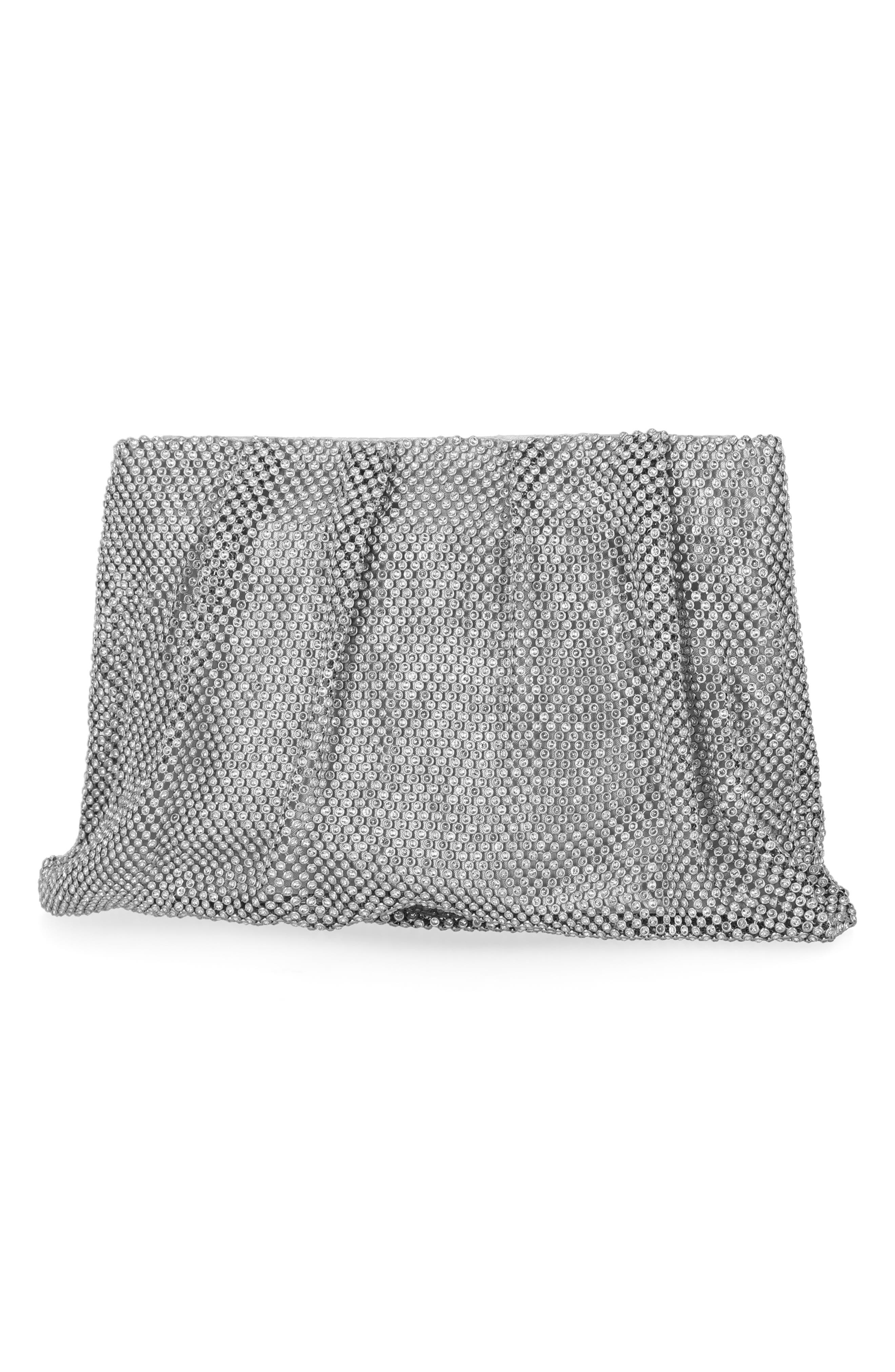 Jessica McClintock Francis Crystal Drape Clutch, Alternate, color, 42N-Silver