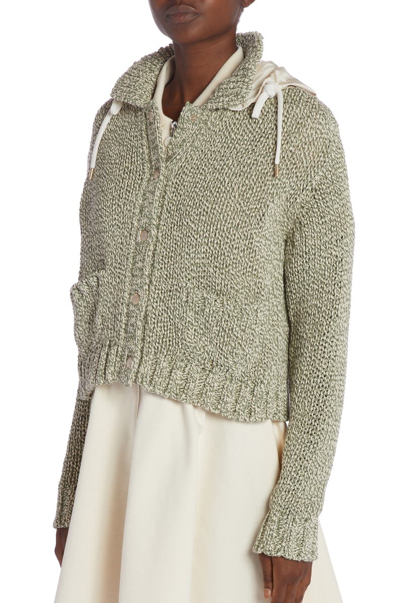 Moncler Hooded Snap Front Cardigan, Alternate, color, 