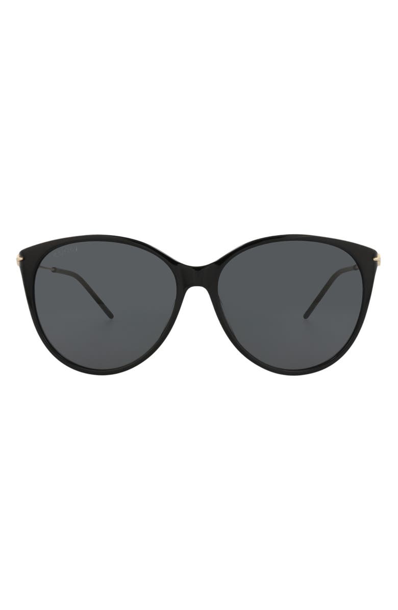 Gucci 58mm Oversize Round Sunglasses, Main, color, Black/ Gold/ Grey