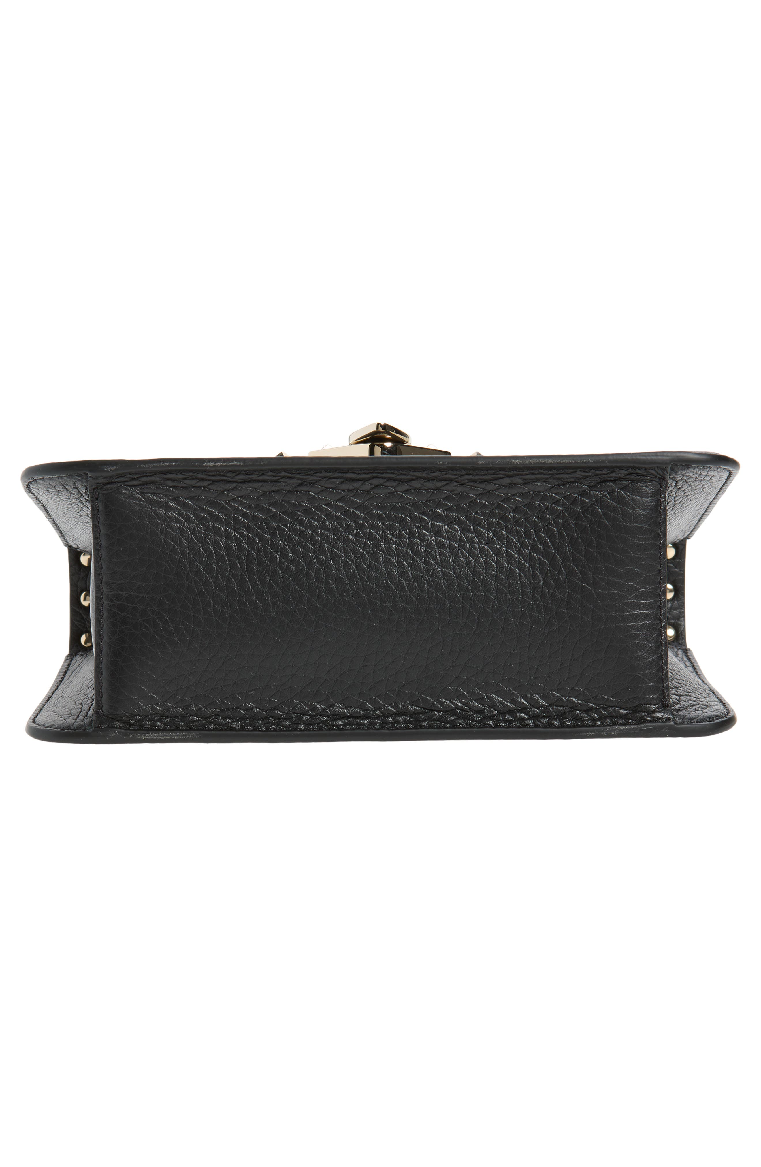 Small Rockstud Leather Shoulder Bag, Alternate, color, BLACK