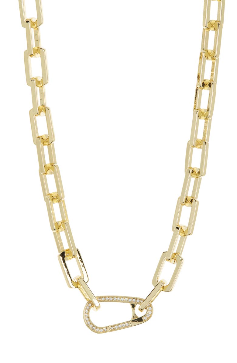 Covet Crystal Pavé Carabiner Chain Necklace, Main, color, 