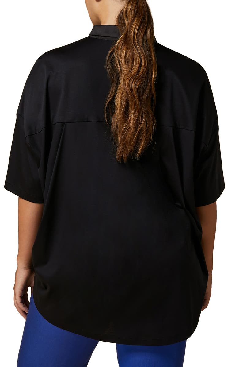 Marina Rinaldi Teglia Floral Satin & Jersey Camp Shirt, Alternate, color,