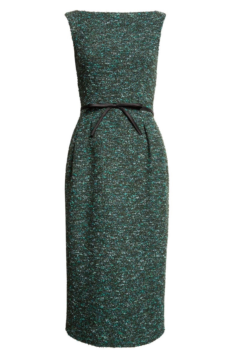 Erdem Sleeveless Tweed Sheath Dress, Alternate, color, Hedgerow Green