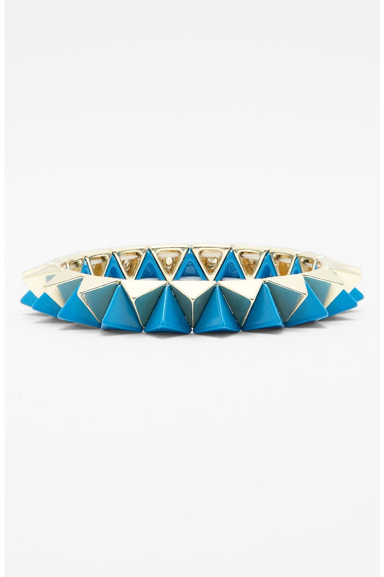 Pyramid Stretch Bracelet, Main, color, NEON BLUE/ GOLD