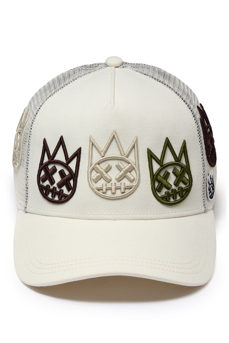 Embroidered Mesh Back Trucker Hat, Main, color, WINTER WHITE