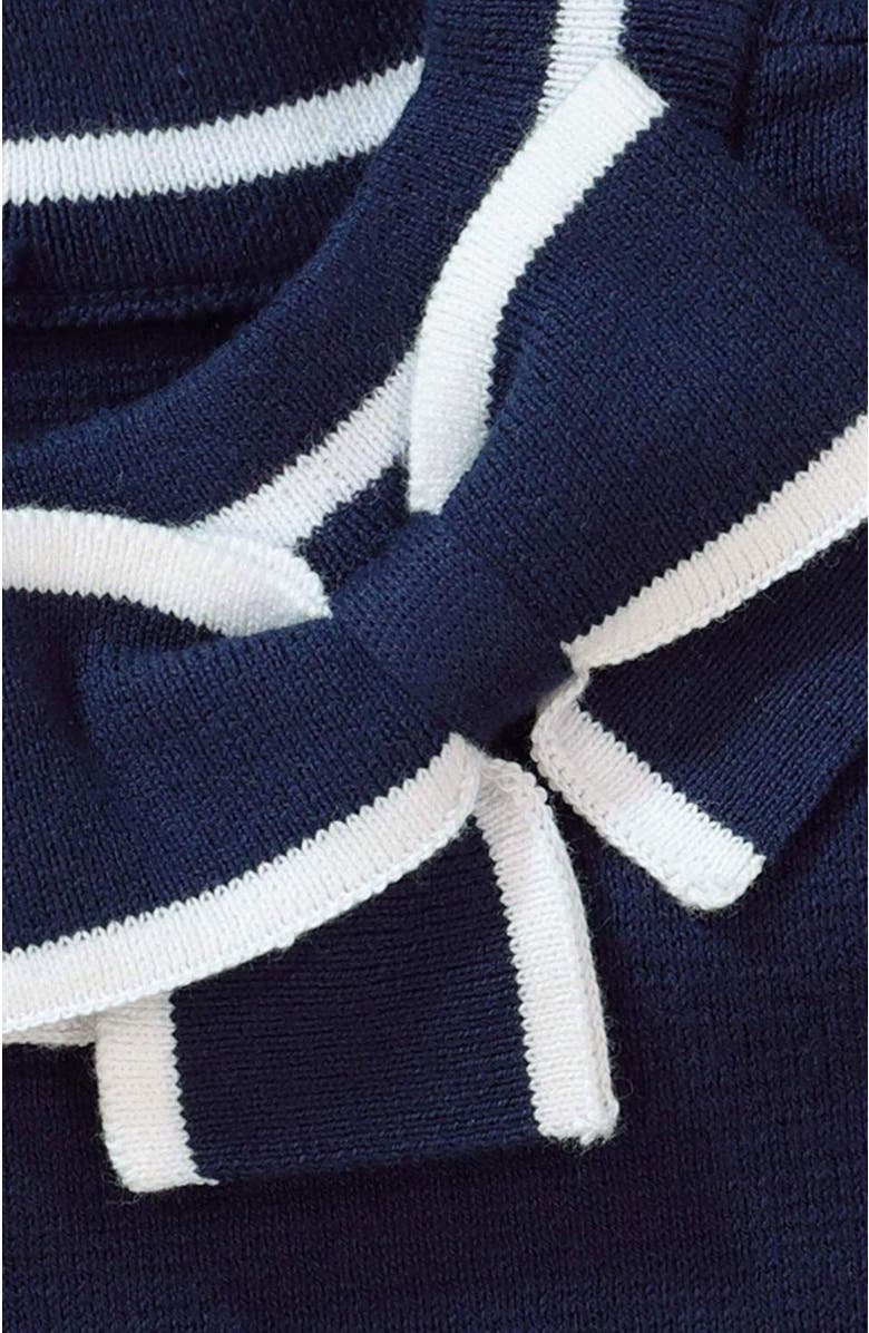 Hope & Henry Baby Girls' Milano Tipped Short Sleeve Sweater, Infant, Alternate, color, Navy With White Tipping