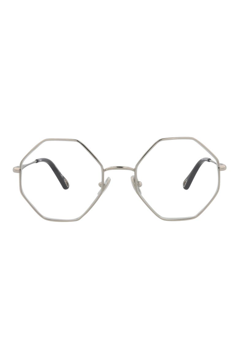 Core 53mm Rectangular Optical Glasses, Main, color, SILVER SILVER TRANSPARENT