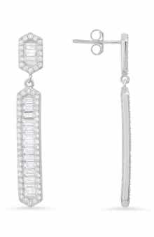 Queen Jewels Sterling Silver CZ Linear Drop Earrings