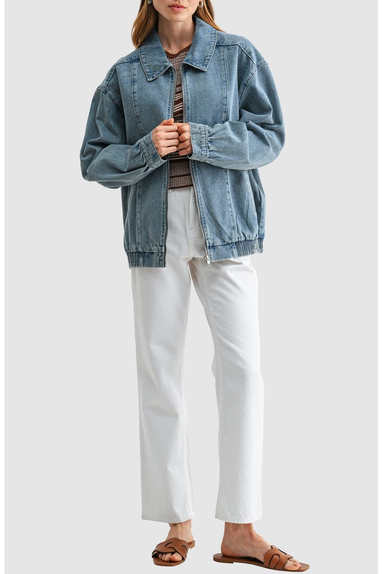 Oversized Denim Bomber Jacket, Alternate, color, LIGHT DENIM