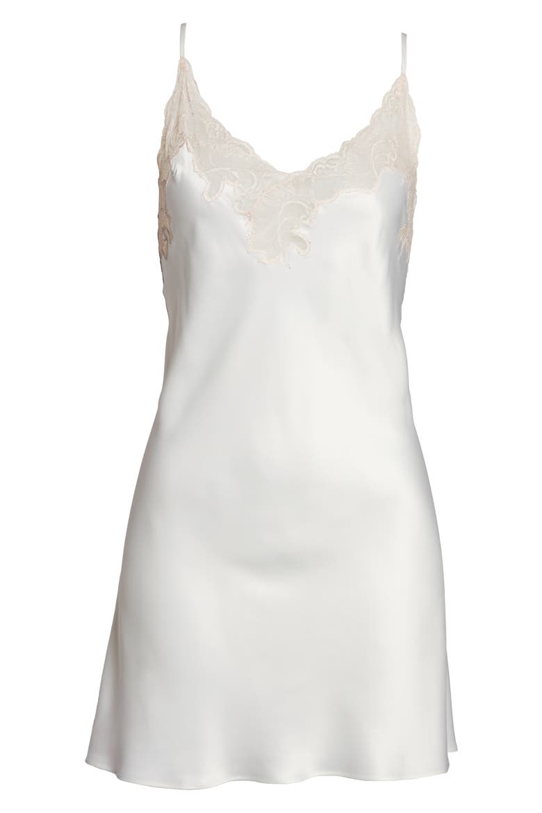 Feather Lace Trim Chemise, Alternate, color, WARM WHITE