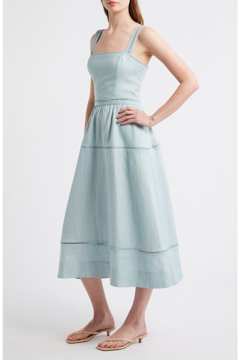 Everett Linen Midi Sundress, Alternate, color, AQUAMARINE