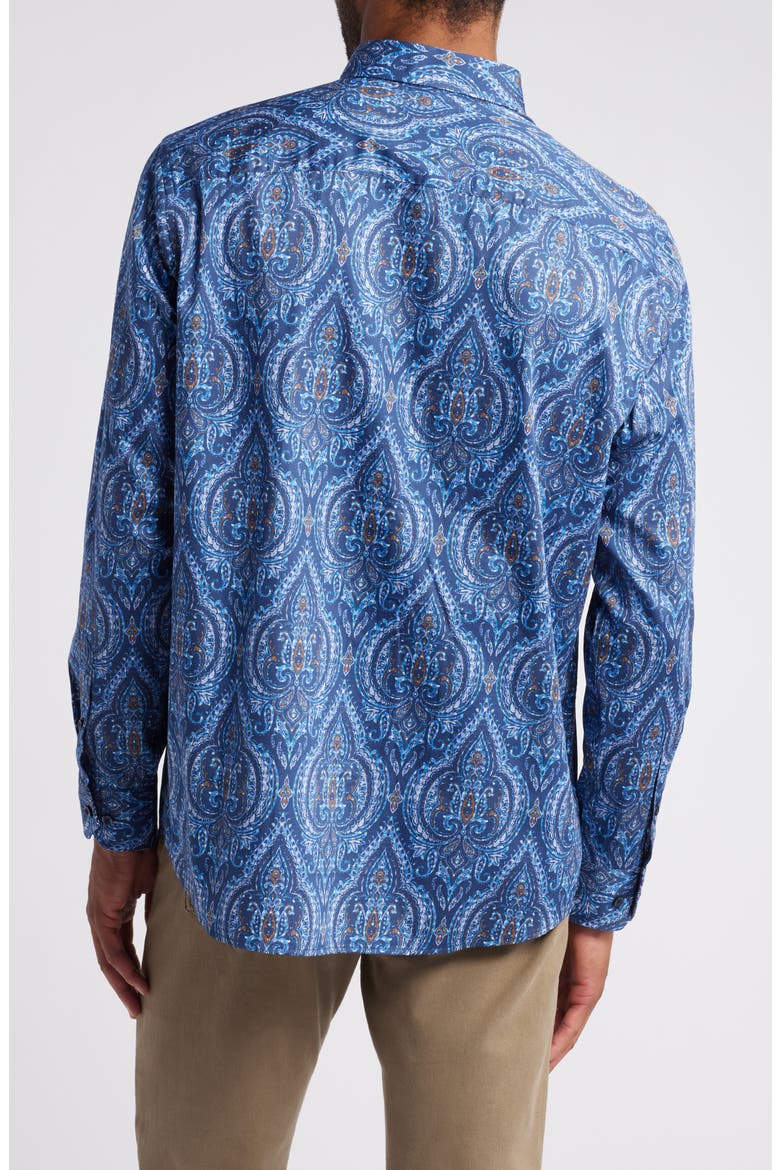 Medallion Print Oversize Button-Up Shirt, Alternate, color, NAVY