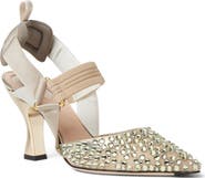 Fendi Colibri Crystal Embellished Slingback Pump