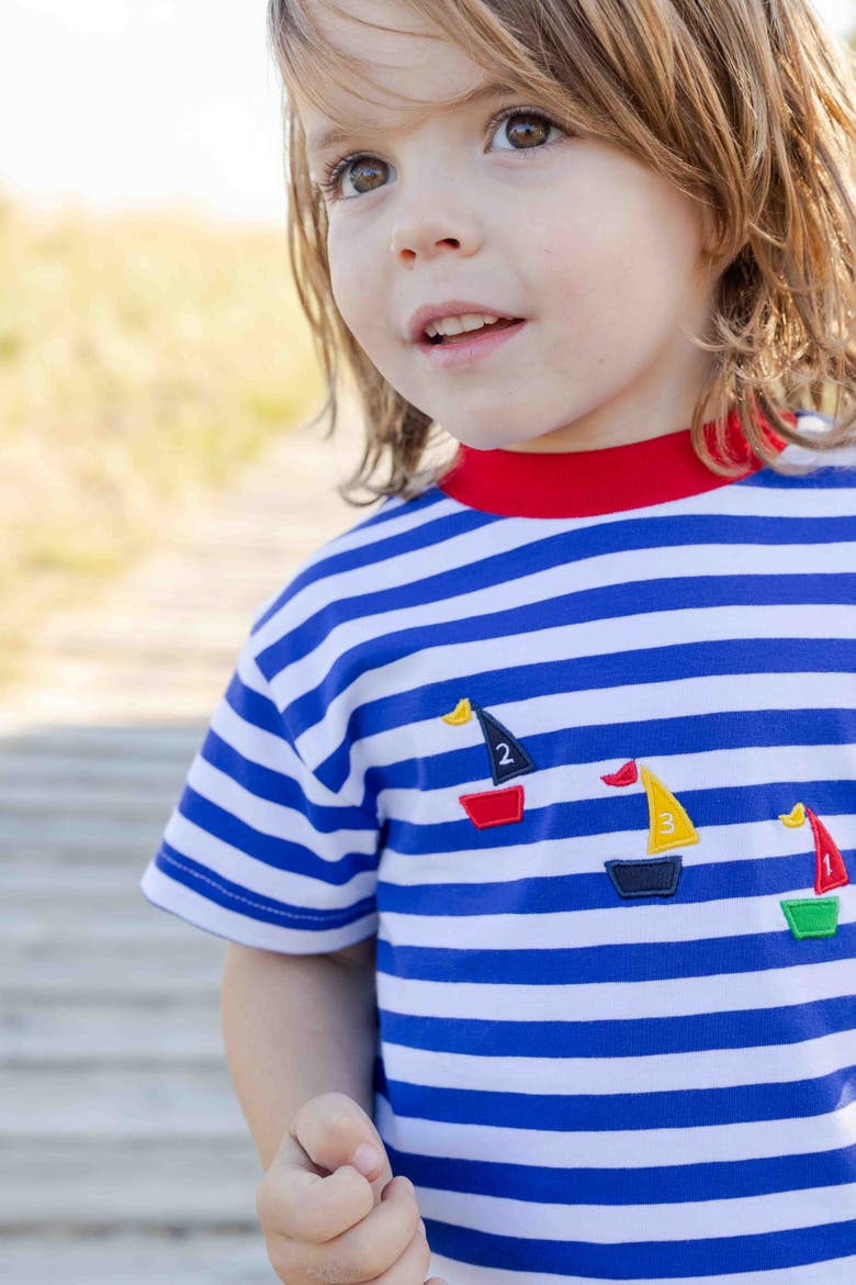 Knit Short Set With Sailboats, Alternate, color, Royal/White