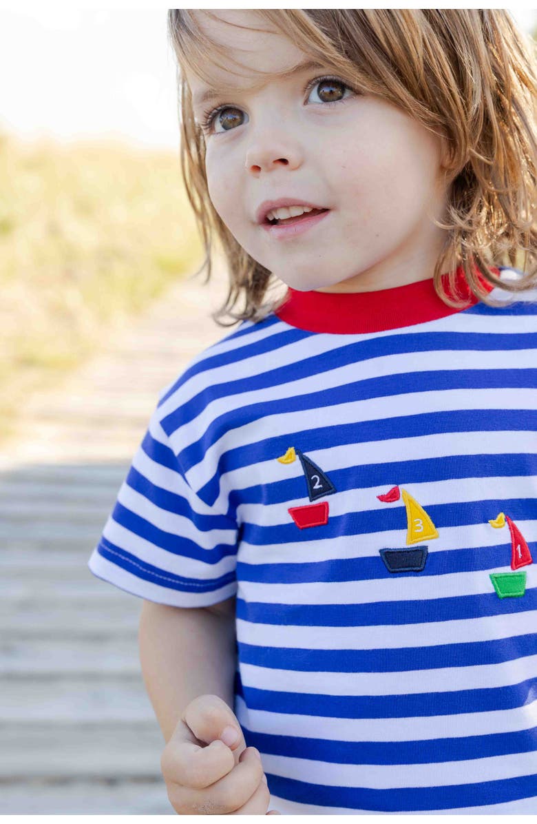 Florence Eiseman Knit Short Set With Sailboats, Alternate, color, Royal/White