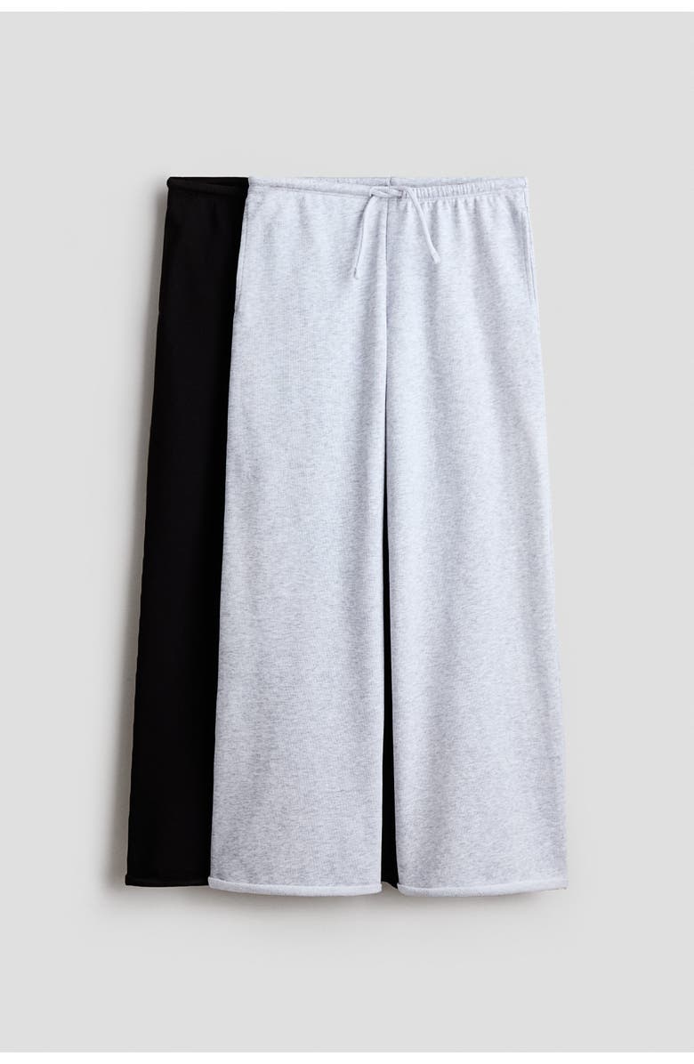H&M 2-pack wide-leg joggers, Main, color, Black/Light Gray Melange
