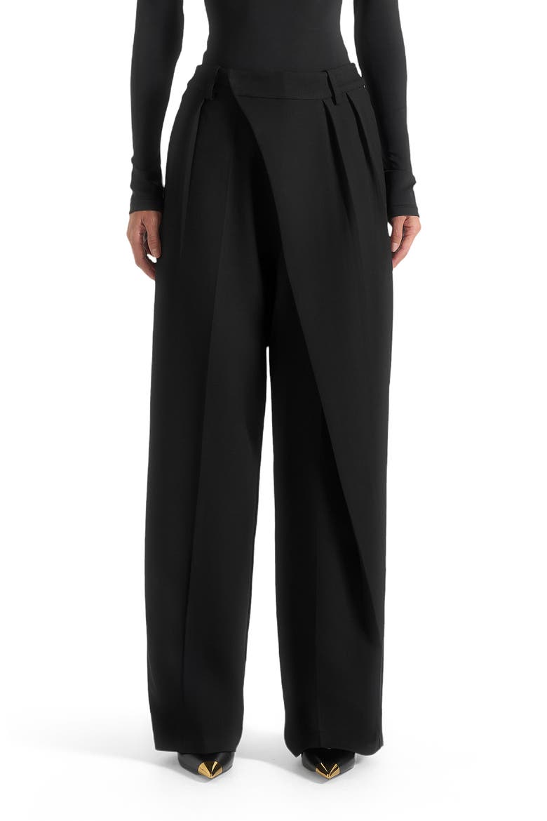 Colette Tailored Wrap Pleat Trousers, Main, color, Black