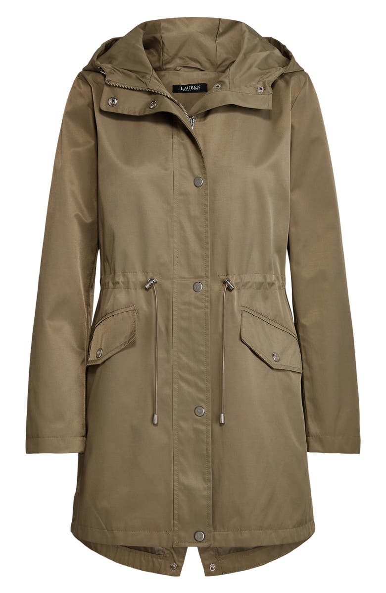Lauren Ralph Lauren Cinch Waist Cotton Blend Raincoat, Alternate, color, 