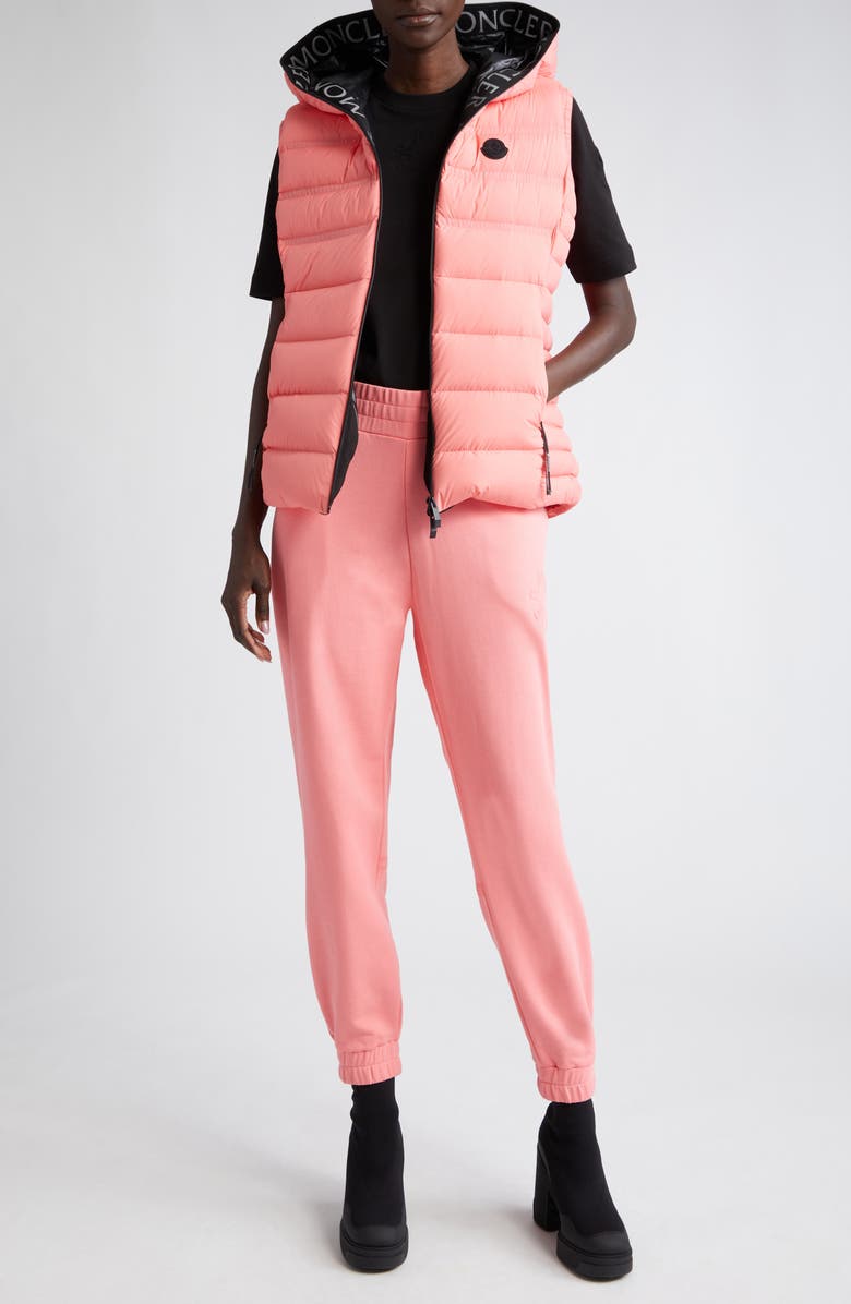 Moncler Aliterse Down Hooded Vest, Alternate, color, Desert Rose