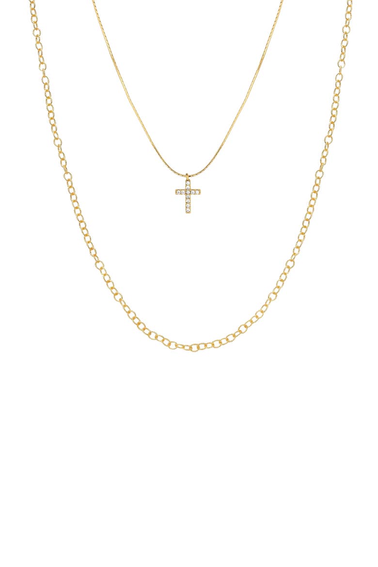 18K Gold Plated Sterling Silver Minimal Grace Necklace Set Gift Idea, Main, color, Gold