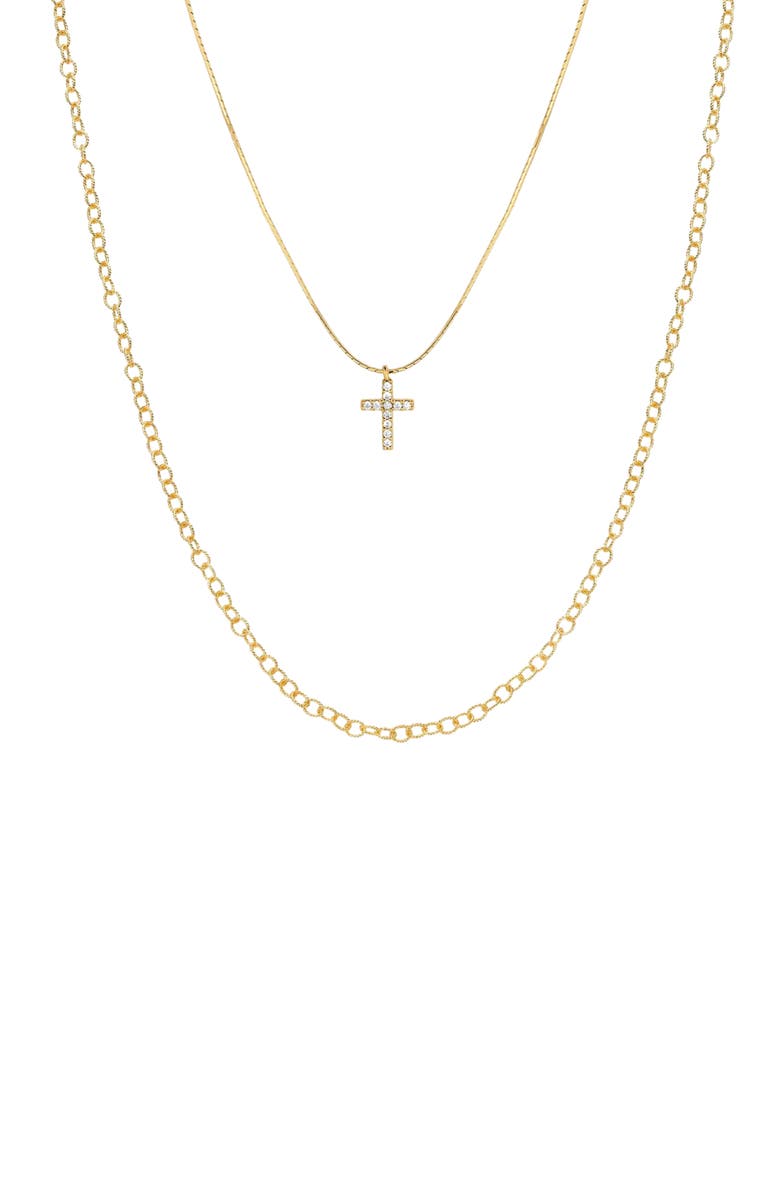 Bearfruit Jewelry 18K Gold Plated Sterling Silver Minimal Grace Necklace Set Holiday Gift Idea, Main, color, Gold