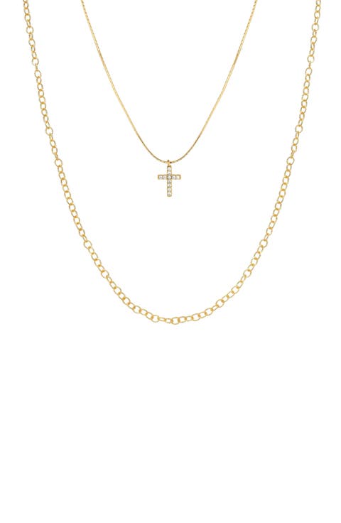 18K Gold Plated Sterling Silver Minimal Grace Necklace Set Holiday Gift Idea