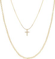 Bearfruit Jewelry 18K Gold Plated Sterling Silver Minimal Grace Necklace Set Gift Idea