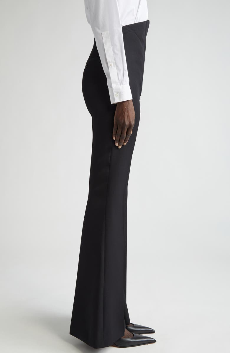 McQueen Foldover Waist Wool Flare Leg Trousers, Alternate, color, Black